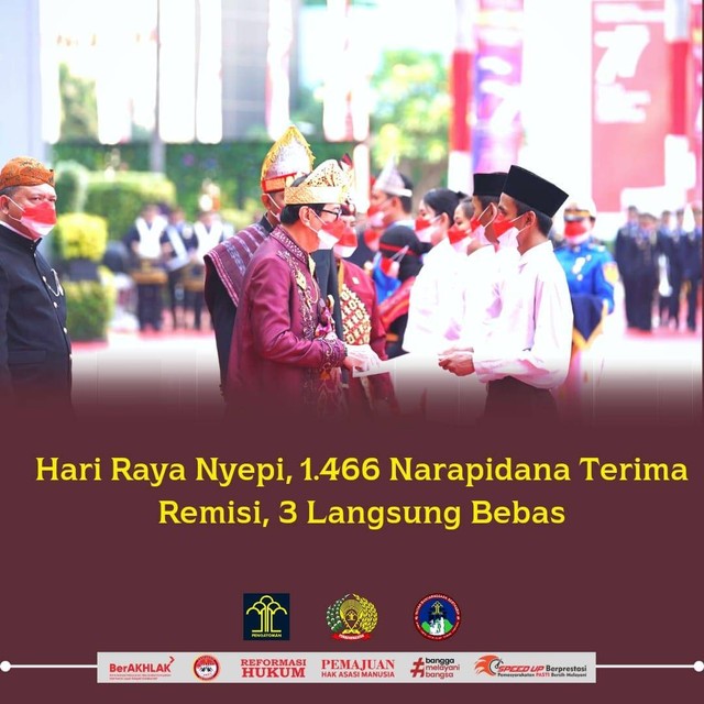 Hari Raya Nyepi, 1.466 Narapidana Terima Remisi, 3 Langsung Bebas