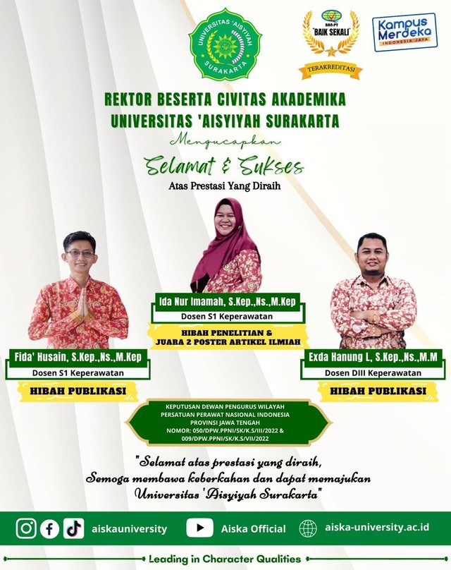 Dosen Universitas 'Aisyiyah Surakarta Raih Prestasi dan Hibah Publikasi