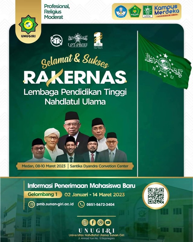 Ucapan dari Universitas Nahdlatul Ulama Sunan Giri (UNUGIRI). (Foto: Dok)