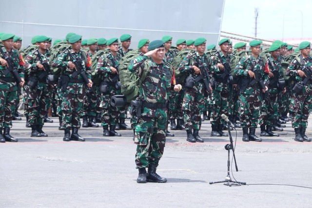 Prajurit TNI AD yang dikirimkan untuk bertugas di Papua. (dok. Polda Sumsel)