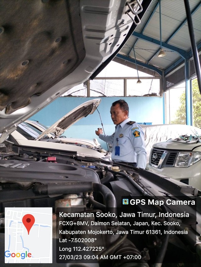 Rupbasan Mojokerto Laksanakan Perawatan Rutin Pastikan Mobil Rampasan Negara Prima (Foto:HumasRupMoker)