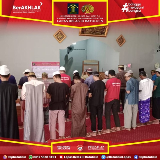 WBP Lapas Batulicin Tetap Antusias Laksanakan Sholat Dhuha