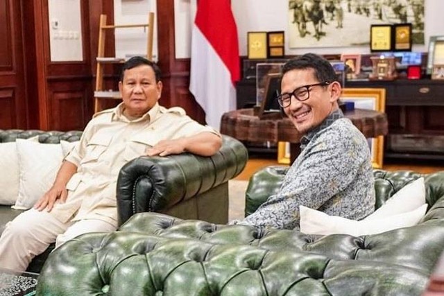 Sandiaga Uno temui Prabowo Subianto, Senin (27/3). Foto: Instagram/@sandiuno