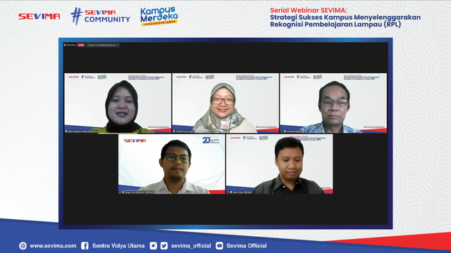 Webinar SEVIMA dengan tema Strategi Sukses Kampus Menyelenggarakan RPL.