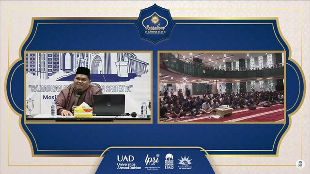 Kajian Rutin Jelang Buka Puasa Masjid Islamic Center Universitas Ahmad Dahlan (UAD) dengan pemateri Budi Jaya Putra, S.Th.I., M.H. (kiri) (Foto: Ummi Hasanah)
