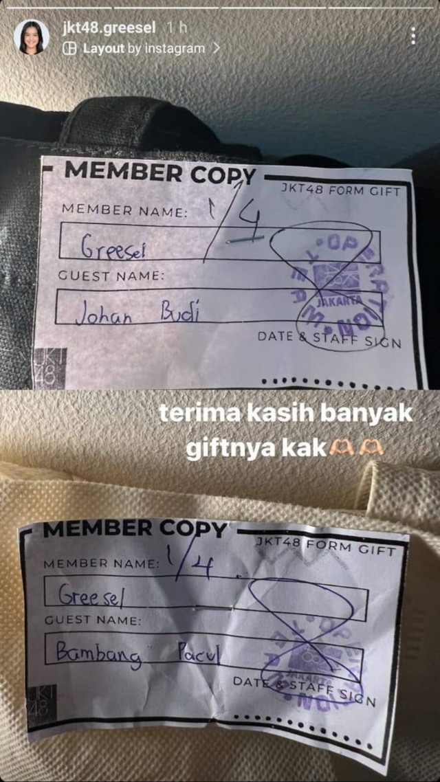 Viral Johan Budi dan Bambang Pacul beri gift ke member JKT 48. Foto: Dok. Istimewa