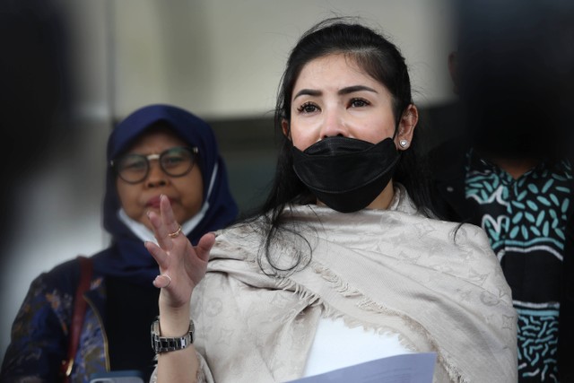 Artis Nindy Ayunda saat ditemui di Lembaga Perlindungan Saksi dan Korban (LPSK), Jakarta, Kamis, (6/4/2023). Foto: Dok. Agus Apriyanto