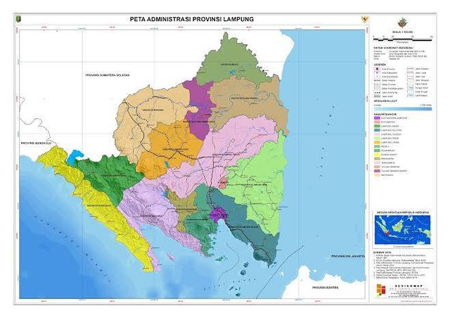 Ilustrasi peta Lampung. Sumber: Peta Administrasi Indonesia 