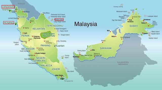 Ilustrasi peta Malaysia. Sumber: Malaysia Maps