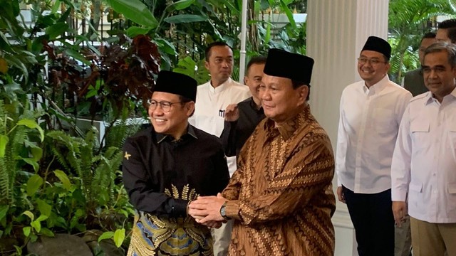 Momen ketum PKB, Cak Imin berkunjung ke kediaman Ketum Gerindra, Prabowo Subianto di Kertanegara, jakarta, Senin (10/4/2023). Foto: Luthfi Humam/kumparan