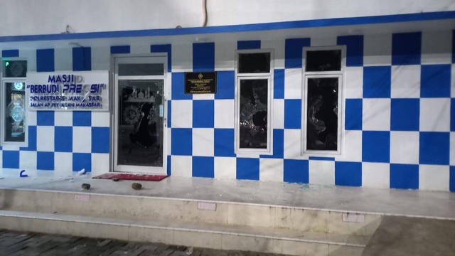 Kantor polisi dan pos polantas di Kota Makassar diserang OTK.  Foto: Dok. Istimewa