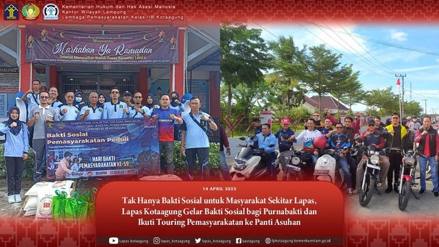 Lapas Kotaagung Gelar Bakti Sosial bagi Purnabakti di Kotaagung dan Ikut Touring Pemasyarakatan Peduli di Bandar Lampung (Humas Lastagung)