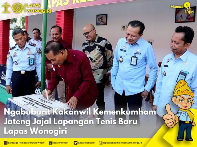 Kakanwil Kemenkumham Jateng meresmikan renovasi Lapangan Tenis Pengayoman Lapas Wonogiri (Dok. Humas Lapas Wonogiri)