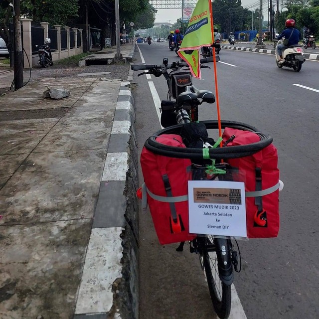 Sepeda yang digunakan Eko Pujonarko, pria asal Sleman untuk mudik dari Jakarta ke Sleman. Foto: Dok. Eko Pujonarko