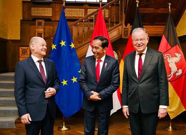 Presiden Jokowi menggelar pertemuan bilateral dengan Kanselir Jerman Olaf Scholz. Foto: Dok. Laily Rachev - Biro Pers Sekretariat Presiden