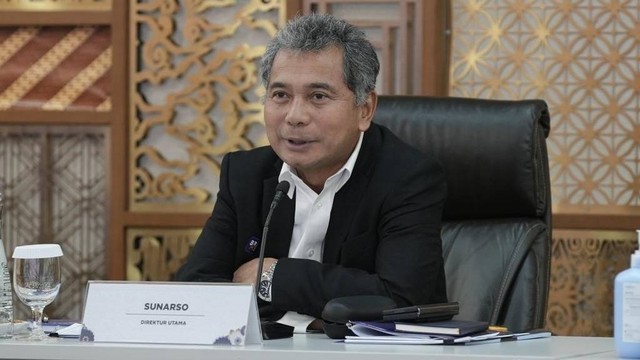 Direktur Utama BRI, Sunarso, saat konferensi pers kinerja keuangan BRI kuartal I 2023, Kamis (27/4/2023). Foto: BRI