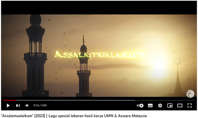 Tampilan Video Klip Lagu "Assalamualaikum" di Youtube UMN. Foto: Tangkapan Layar Youtube UMN 