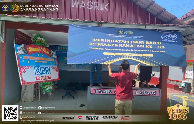 Lapas Permisan meriahkan HBP ke-59 Tahun dengan Pasang Banner dan Umbul - Umbul