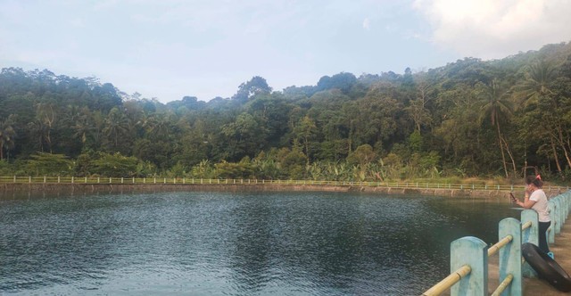 Pepohonan rindang dan bendungan yang berada di area wisata Situ Ciranca (Nasywa Athifah)