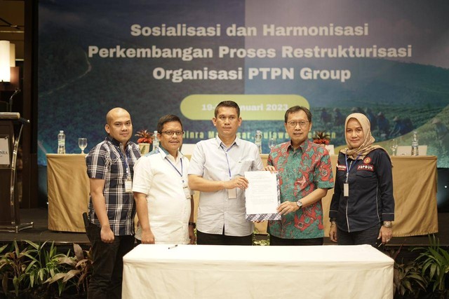 PT Perkebunan Nusantara (PTPN) gelar sosialisai dan harmonisasi proses restrukturisasi organisasi PTPN Group beberapa waktu lalu. Foto: Dok. PTPN