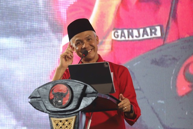 Konsolidasi pemenangan bacapres Ganjar Pranowo di GOR PKPSO Kaliwates, Jember, Minggu, (7/5) Foto: PDIP