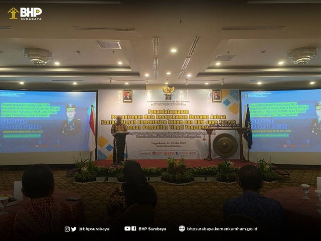 dok. Humas BHP Surabaya/Kanwil Kemenkumham DIY, Agung Rektono Seto sedang memberikan sambutan.