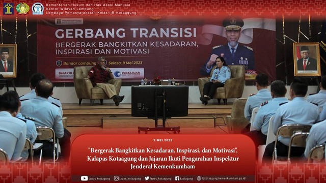 Pengarahan Inspektur Jenderal Kemenkumham kepada Jajaran Kemenkumham Lampung pada Selasa (9/5/2023)