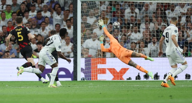 Laga Real Madrid vs Man City di Liga Champions. Foto: Isabel Infantes/REUTERS