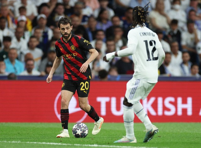 Laga Real Madrid vs Man City di Liga Champions. Foto: Isabel Infantes/REUTERS