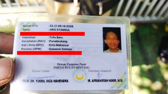 KTA PBB atas nama Aris Syamsul. Dok: Ist