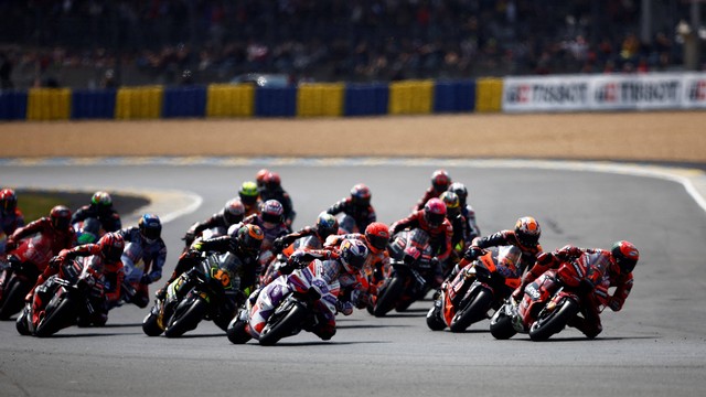 Suasana sprint race MotoGP Prancis 2023 di Circuit Bugatti, Le Mans, pada 13 Mei 2023. Foto: REUTERS/Stephane Mahe
