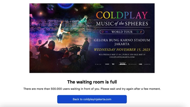 Antrean di link presale tiket Coldplay. Foto: Kevin Kurnianto/kumparan