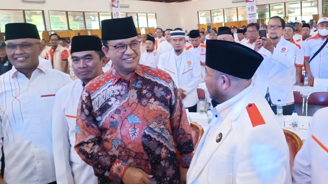 Anies Baswedan menghadiri acara Milad ke-21 PKS di Grha Wanabhakti Yasa, Umbulharjo, Kota Yogyakarta, Kamis (18/5/2023).  Foto: Arfiansyah Panji Purnandaru/kumparan