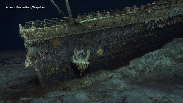 Penampakan gambar 3D bangkai kapal legendaris Titanic Foto: Atlantic Productions/Magellan/via REUTERS