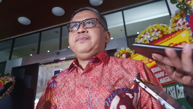 Hasto Kristiyanto Sekjen PDIP dalam perayaan ulang tahun ke-58 Lemhannas di Jakarta Pusat, Sabtu (20/5/2023). Foto: Thomas Bosco/kumparan