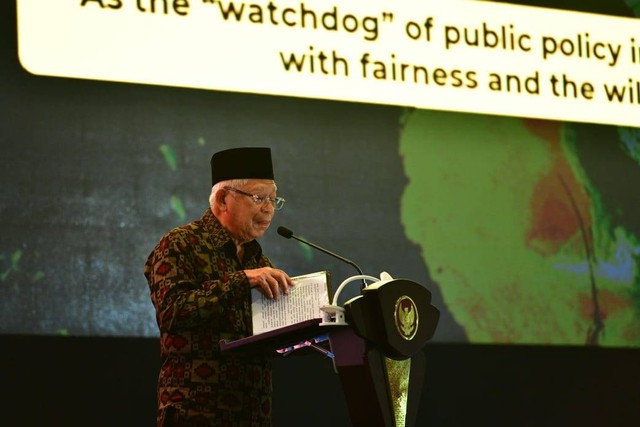 Wapres Ma'ruf Amin saat membuka acara Asia Media Summit di Hotel Grand Hyatt, Bali. Foto: Setwapres