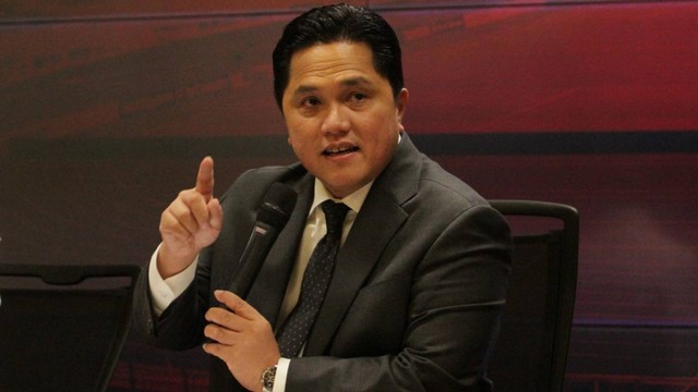 Ketum PSSI Erick Thohir saat konferensi pers di Stadion GBK, Jakarta, Rabu (24/5/2023). Foto: Dok. PSSI