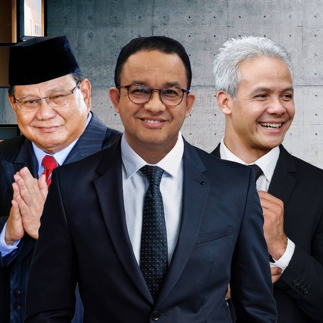 Prabowo, Anies Baswedan dan Ganjar Pranowo sebagai bacapres 2024.  Foto: Dok kumparan