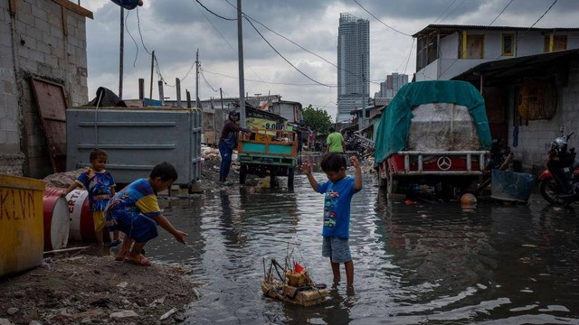 Foto ilustrasi: Genangan air di sebuah wilayah di Jakarta, 10 Februari 2021.