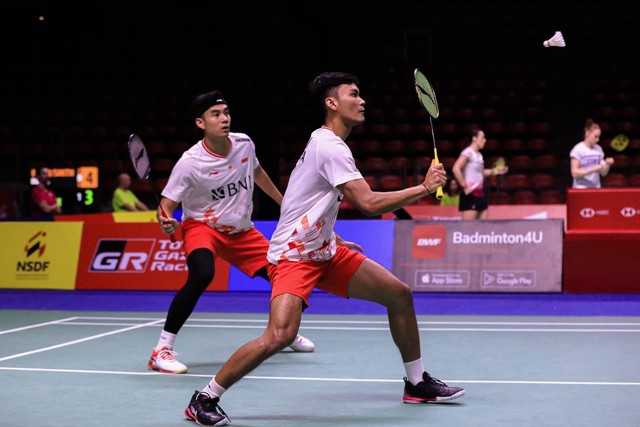 Bagas Maulana/Shohibul Fikri di babak 16 besar Thailand Open 2023 di Indoor Stadium Huamark, Bangkok, Thailand, pada Kamis (1/6). Foto: Dok. PBSI