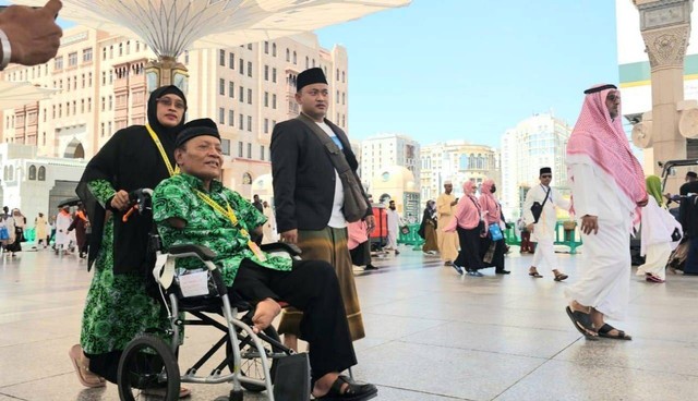 Agus Yusuf, saat melaksanakan ibadah haji 2023 di Arab Saudi.  Foto: MCH 2023