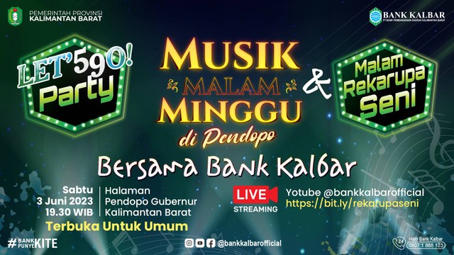 Pemprov Kalbar bekerjasama dengan Bank Kalbar menggelar musik malam minggu bertajuk 'Malam RekaRupa Seni'. Foto: Dok. Hi!Pontianak