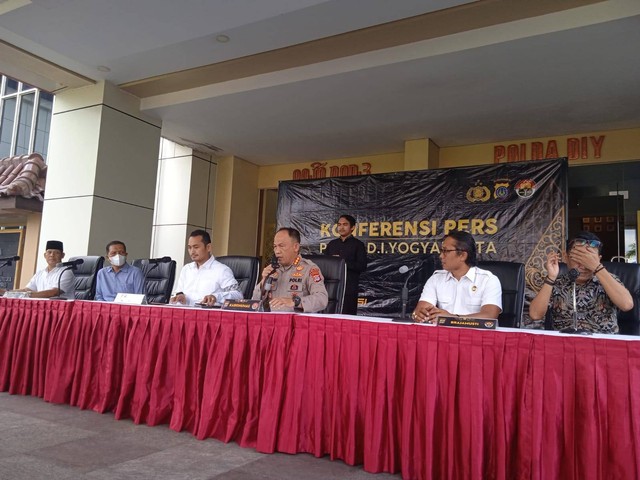 Konferensi pers Polda DIY soal tawuran di sejumlah titik di Jogja. Foto: istimewa