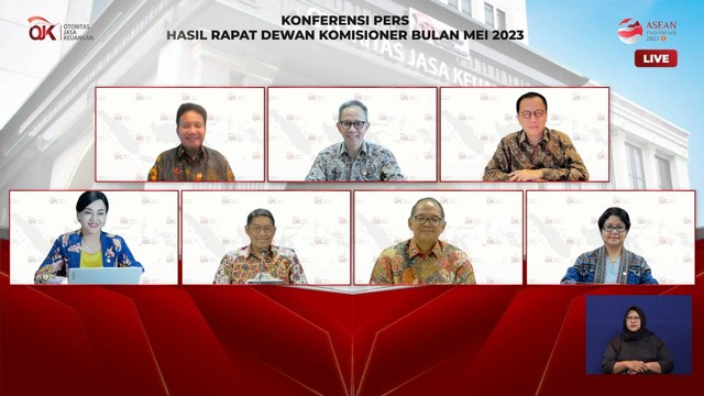 Konferensi pers hasil Rapat Dewan Komisioner (RDK) OJK Bulan Mei 2023, Selasa (6/6/2023). Foto: OJK