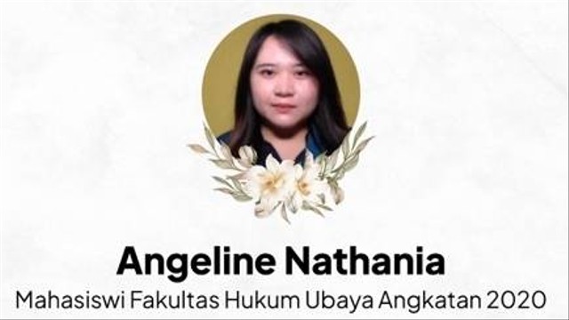 Universitas Surabaya (Ubaya) mengucapkan bela sungkawa terhadap Angeline Nathania, mahasiswinya yang meninggal akibat dibunuh dimasukkan dalam koper dan dibuang di Hutan Raden Soerjo, Gajah Mungkur, Kecamatan Pacet, Mojokerto. Foto: Humas Ubaya