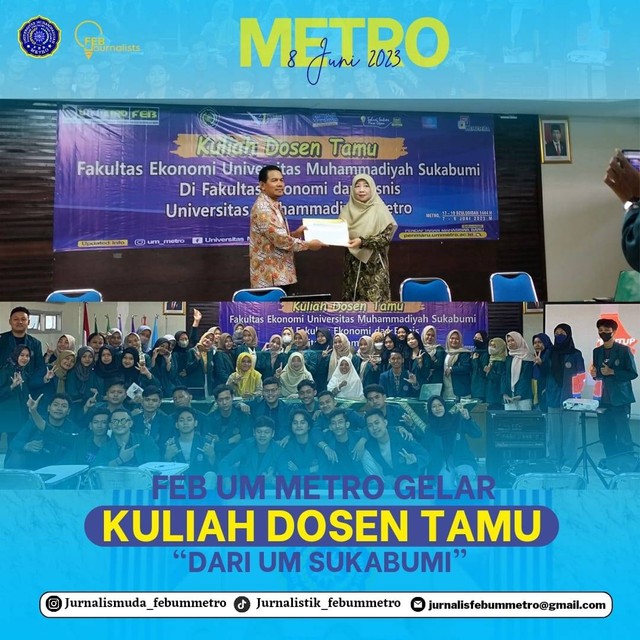 FEB UM Metro Gelar Kuliah Dosen Tamu dari UM Sukabumi. Sumber gambar: ig jurnalismuda_febummetro