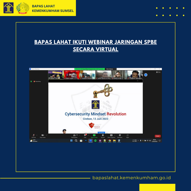 Bapas Lahat Ikuti Webinar Jaringan SPBE Secara Virtual