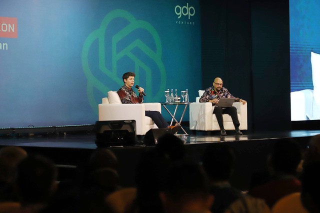 Co-Founder & CEO OpenAI, Sam Altman di Grand Ballroom Hotel Indonesia Kempinski, Jakarta, Rabu (14/6/2023). Foto: Jamal Ramadhan/kumparan