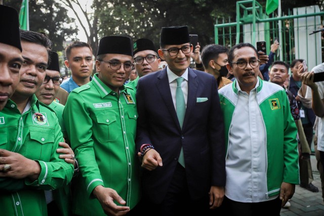 Sandiaga Uno tiba di Kantor DPP PPP, Jakarta, Rabu (14/6/2023). Foto: Jamal Ramadhan/kumparan