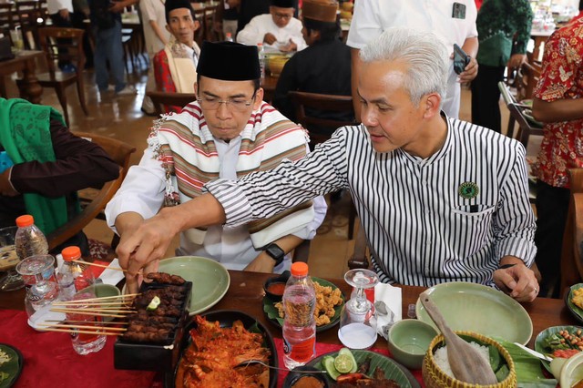 Bakal calon presiden (Bacapres) 2024 Ganjar Pranowo bersama Ketua Harian DPP Partai Perindo Muhammad Tuan Guru Bajang (TGB). Foto: Dok. Istimewa